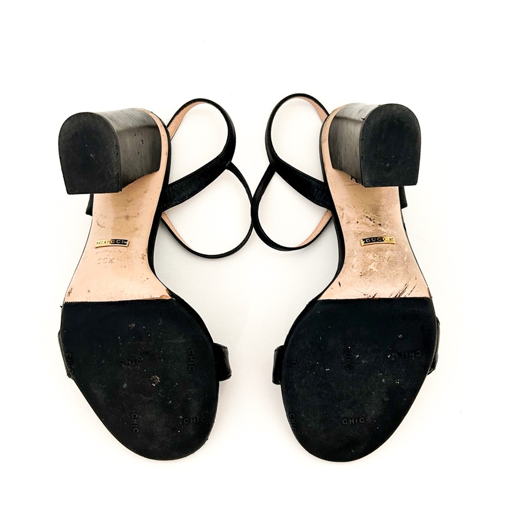 Gucci Marmont GG Logo High Block Heel Ankle Strap Sandals Black Leather EU 39.5 - Picture 10 of 10